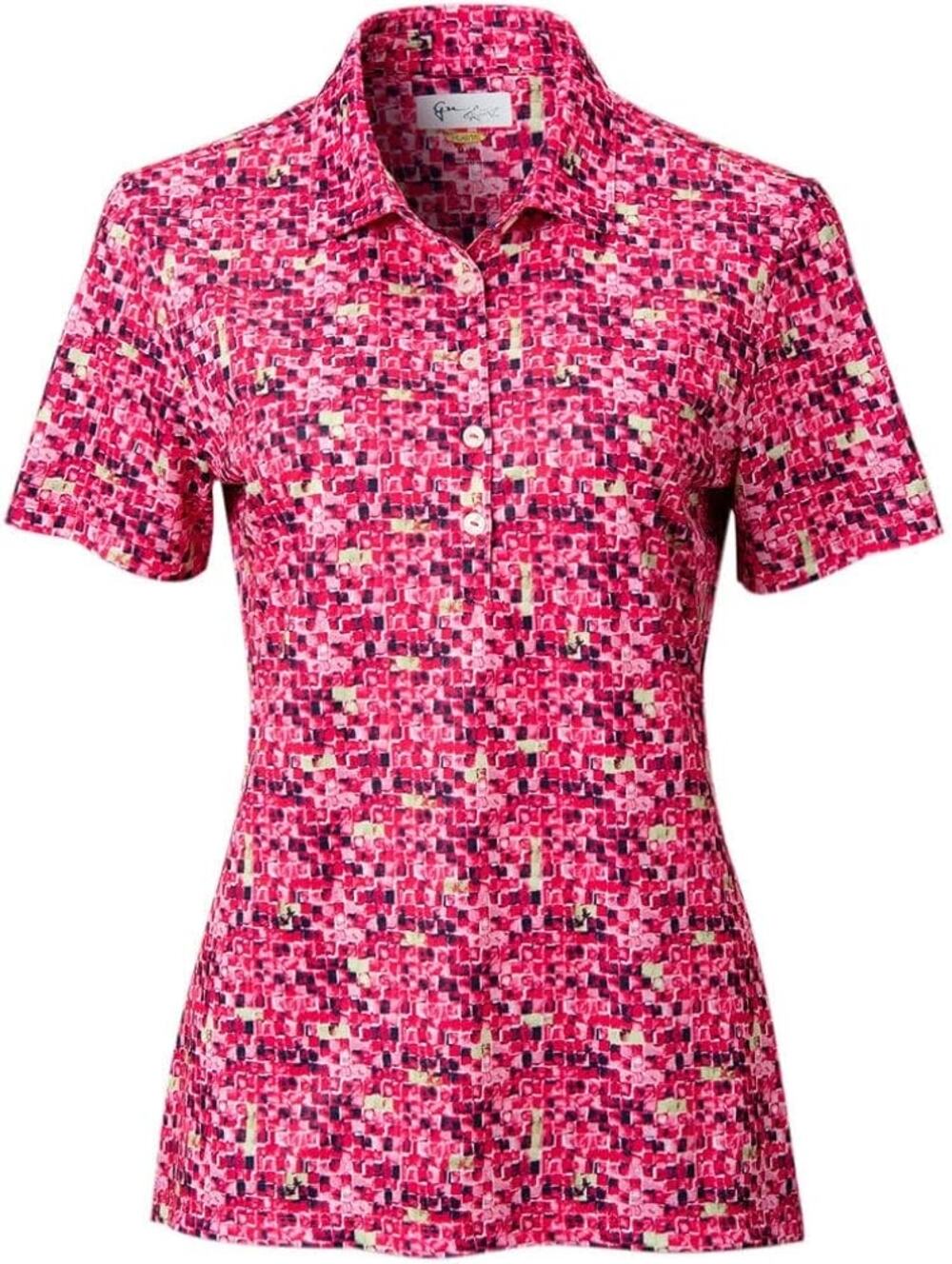 Greg Norman Pink Abstract Short Sleeve Polo Medium NWT Golf Activewear